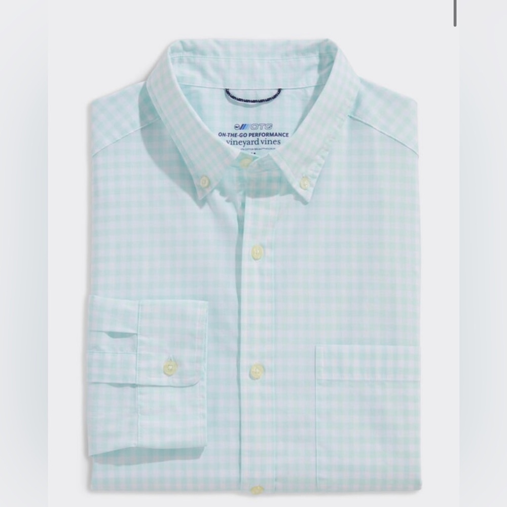 Vineyard Vines Light Mint Gingham Button-Down Shirt